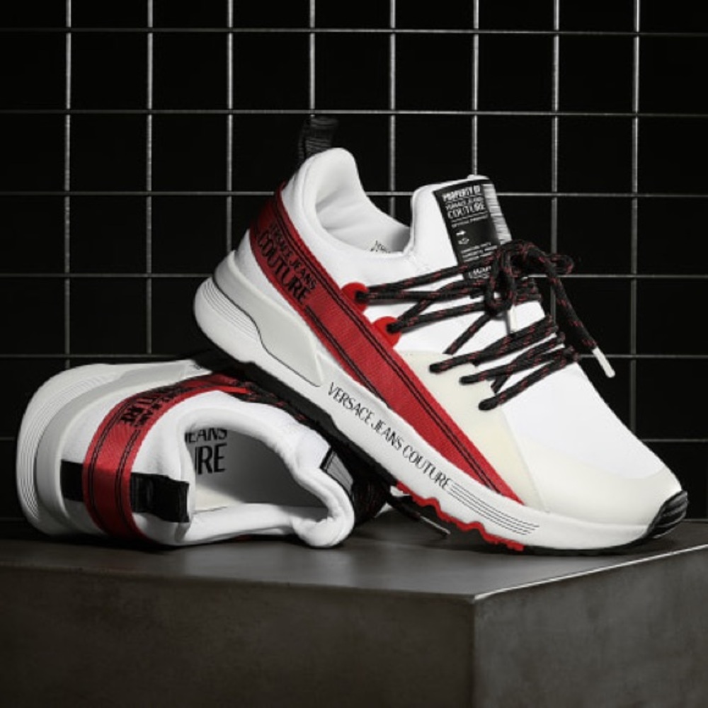 Versace Jeans Collection White and Red Men's Sneakers